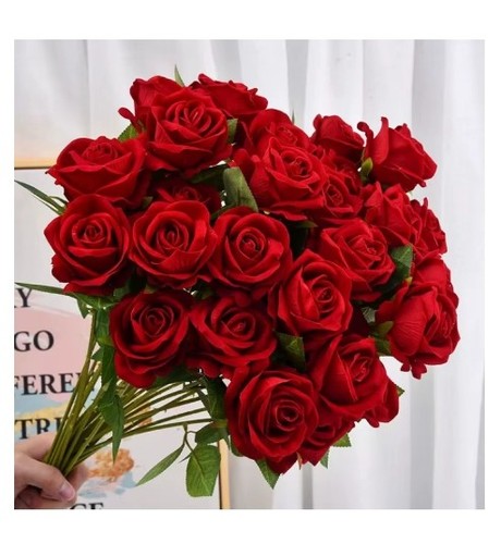 5pcs artificial red roses - 5pcs,