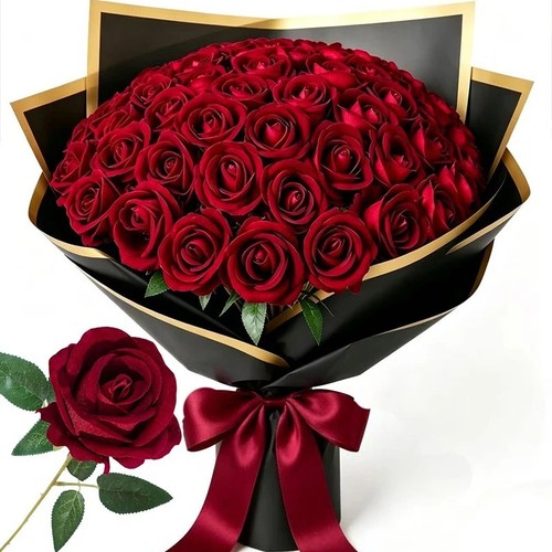 50pcs velvet artificial roses - artificial,