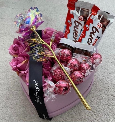 Pink velvet heart - gift, box