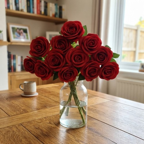 Stems burgundy velvet roses - velvet,