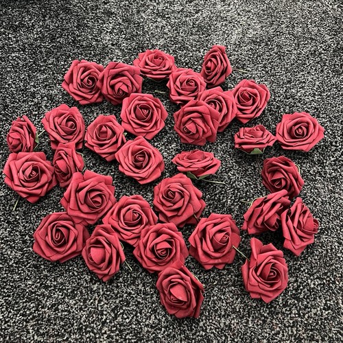 Pcs red artificial roses - red,